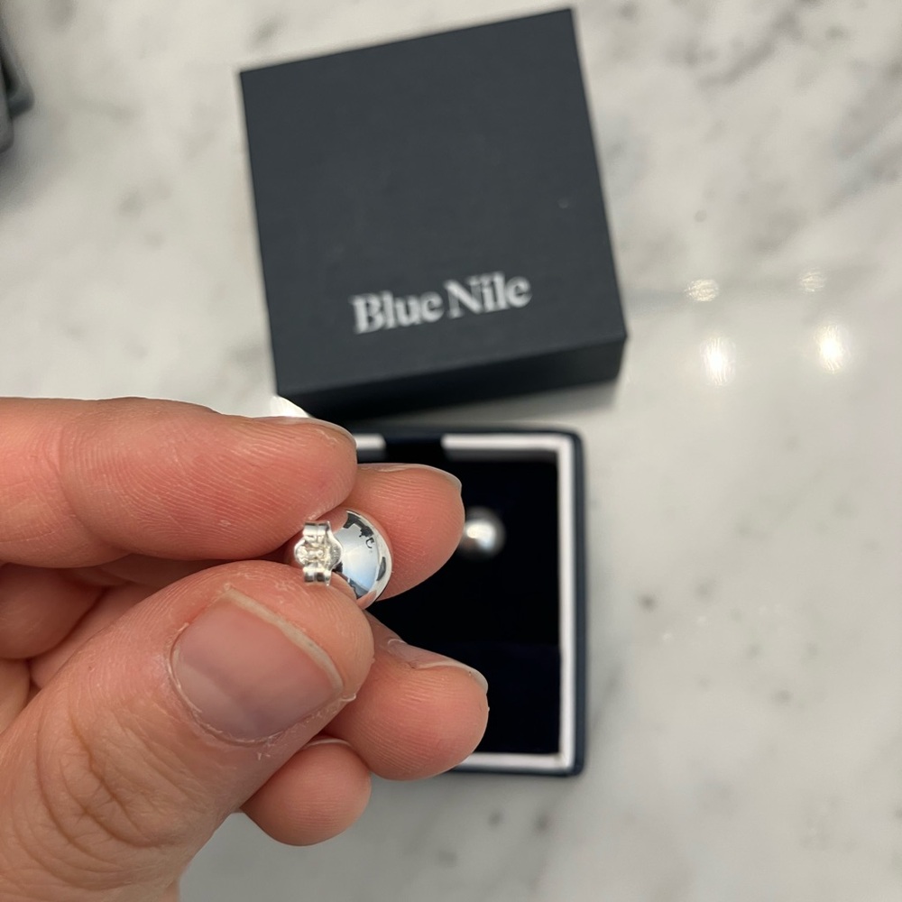 Blue Nile Ball Stud Earrings In Sterling Silver (10mm) - Picture 7 of 8